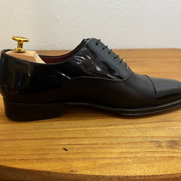 Magnanni Cesar Black Cap Toe Oxfords Leather Dress Shoe Size 10 USED ONCE